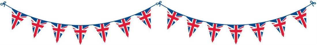 british banner flags - typical decoration at a commercial bbq grill party