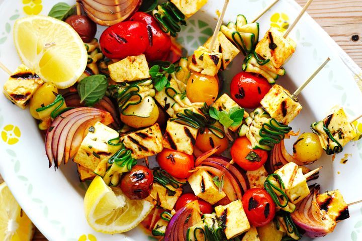 Hallumi kebabs grilled BBQ food ideas
