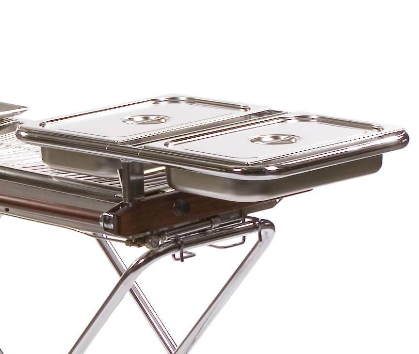 Cinders BBQ with professional pan support for catering