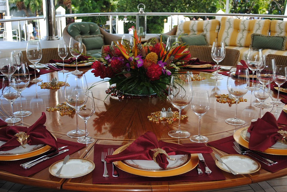 Al Fresco Dining Table that is laid out