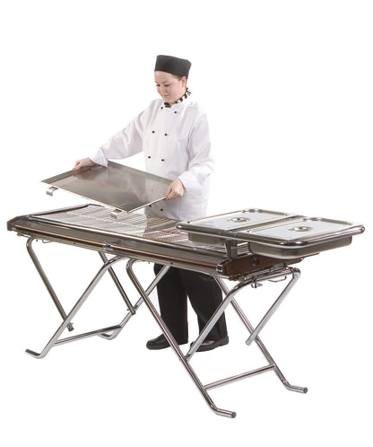 TG160 barbecue with griddle and double pan support