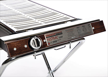 Close-up of SG80F barbecue controls by Cinders