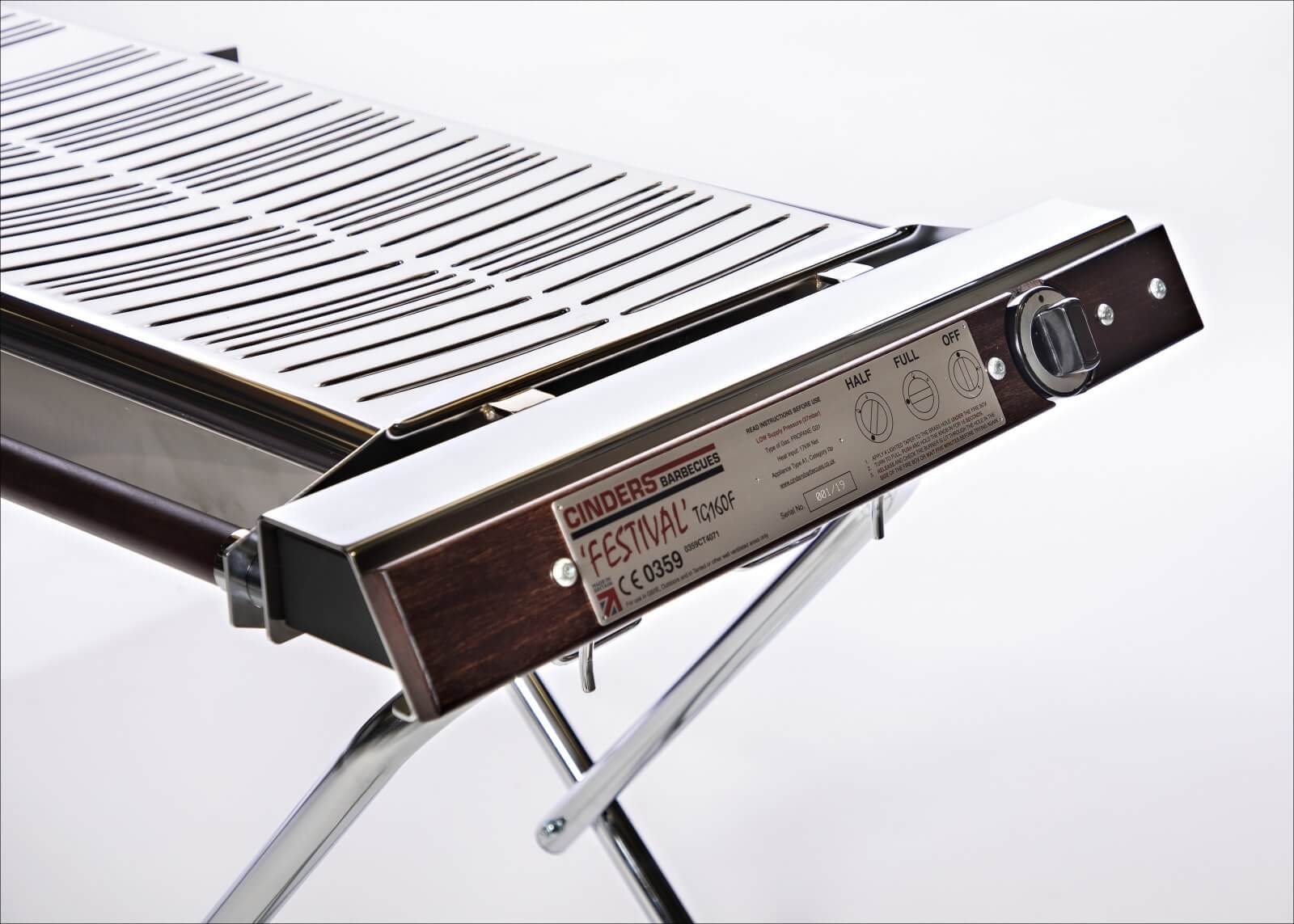 Close-up view of TG160F barbecue control panel