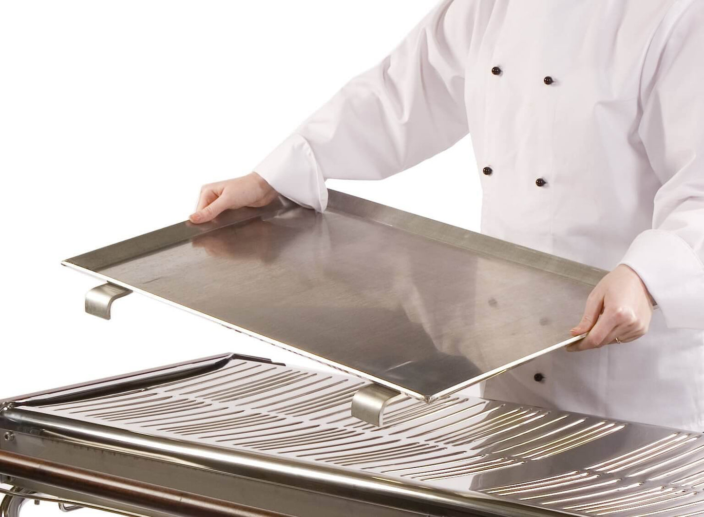 Close-up of Cinders BBQ griddle cooking surface